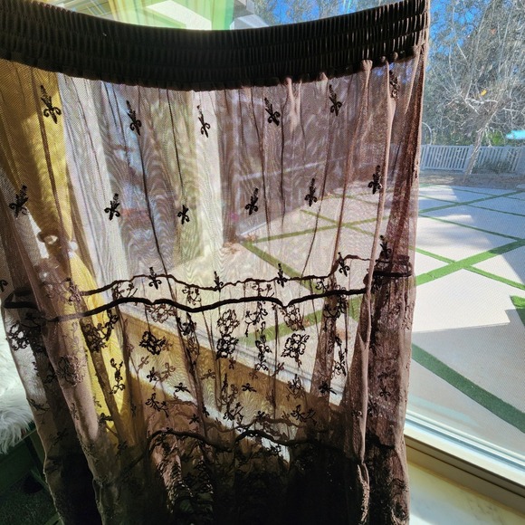 y2k Women Whimsigoth Skirt L-1XL Brown Lace Steampunk Tiered Maxi Skirt Grunge - Picture 2 of 9